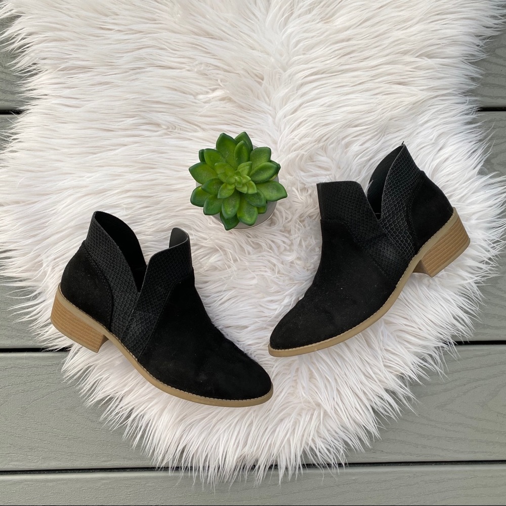 Black cutout ankle booties